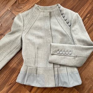 BCBGMaxAzria Peplum Blazer Satin Trim Beige